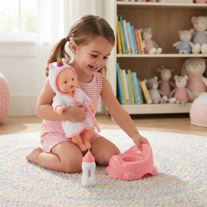 Muñeca Bebé Unicornio Con Bacinilla Y Tetero Niñas