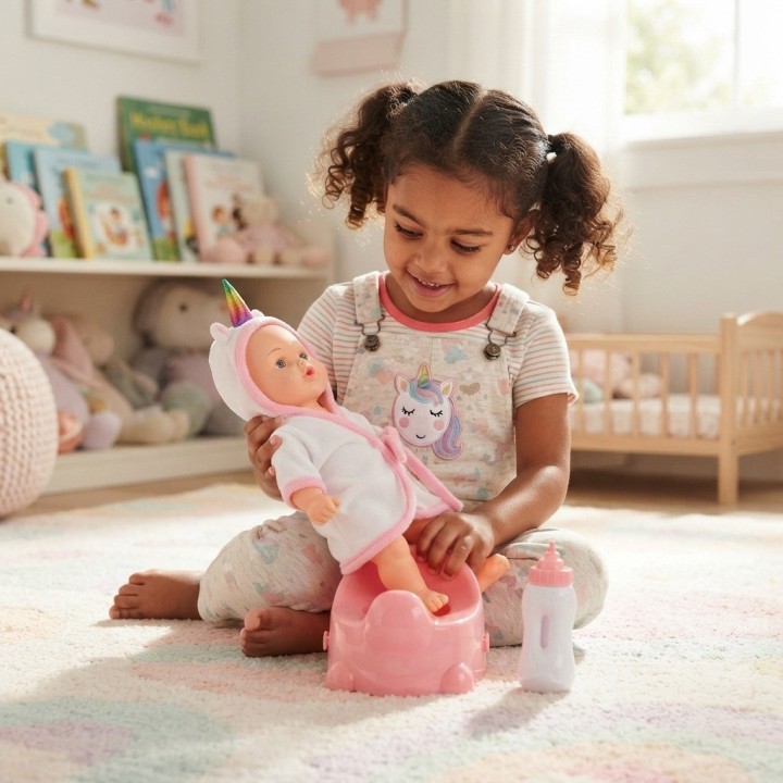 Muñeca Bebé Unicornio Con Bacinilla Y Tetero Niñas