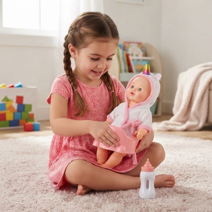 Muñeca Bebé Unicornio Con Bacinilla Y Tetero Niñas