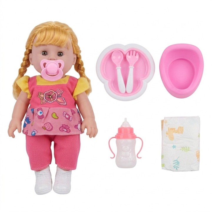 Muñeca Bebé Hace Chichí Con Bacinilla Pañal Y Accesorios