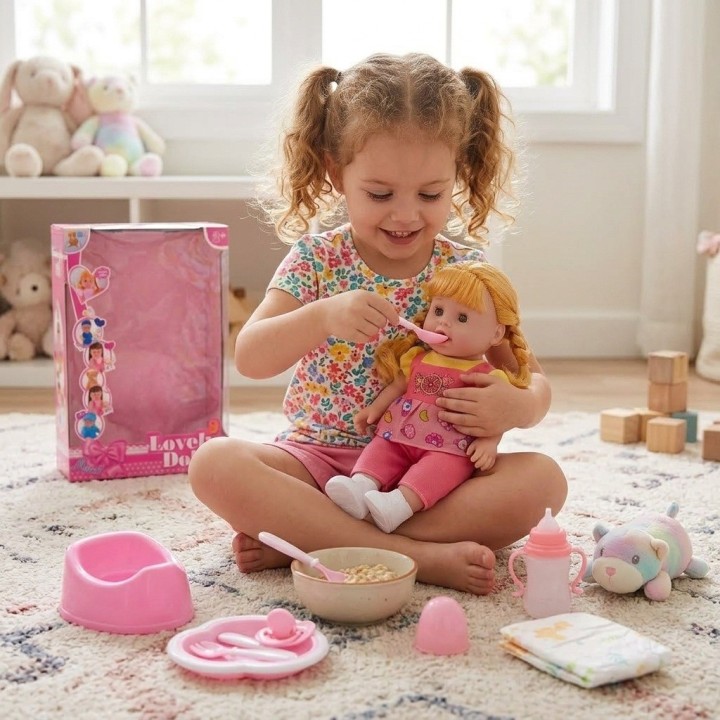 Muñeca Bebé Hace Chichí Con Bacinilla Pañal Y Accesorios