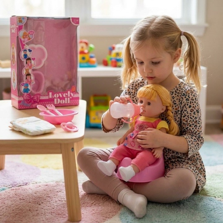 Muñeca Bebé Hace Chichí Con Bacinilla Pañal Y Accesorios