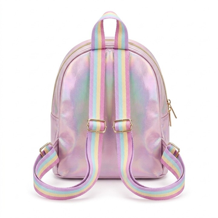 Morral Niña Holográfico Conejito Flores Y Brillos