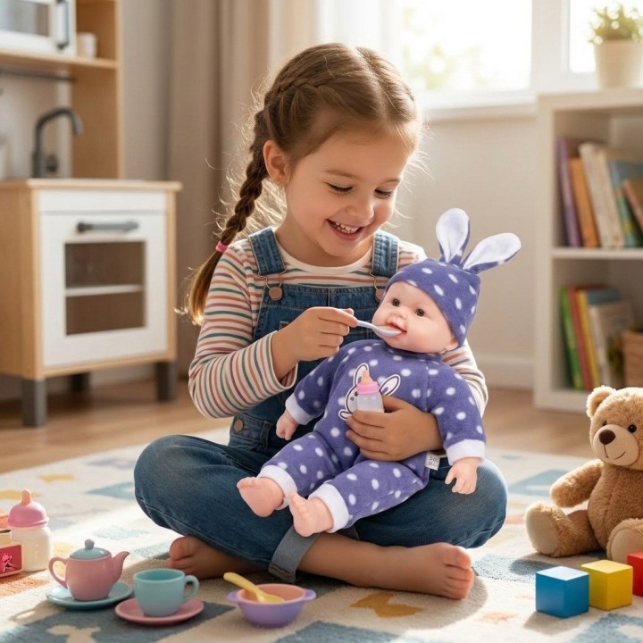 Muñeca Bebe De Juguete Traje Conejito Lunares Con Gorro