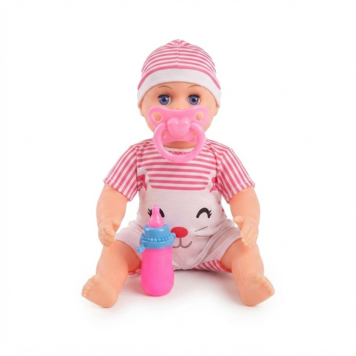 Muñeco Bebé Realista Juguete + Chupo, Tetero Y Morral