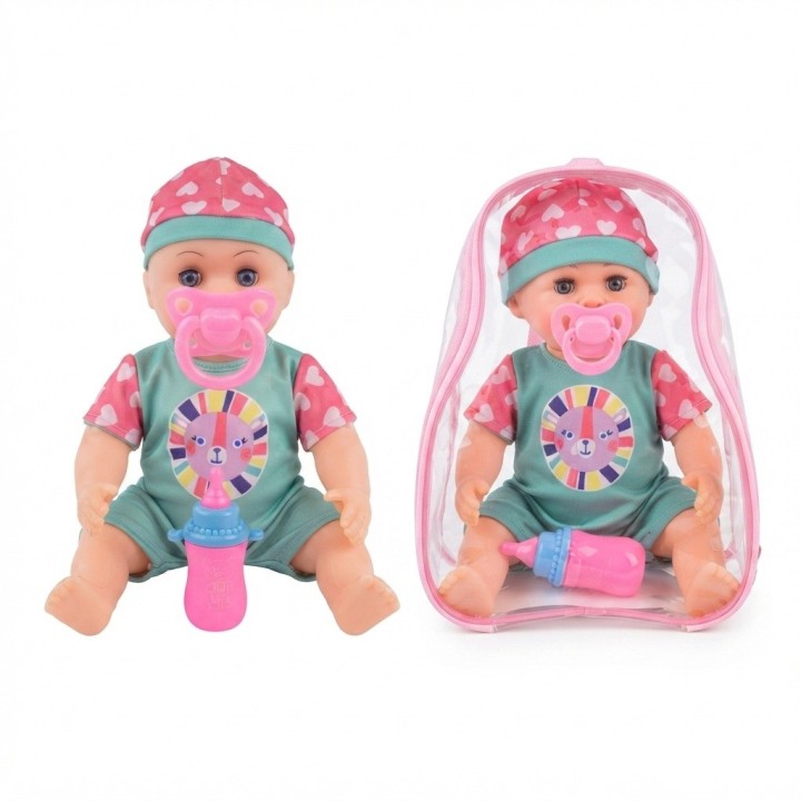 Muñeco Bebé Realista Juguete + Chupo, Tetero Y Morral