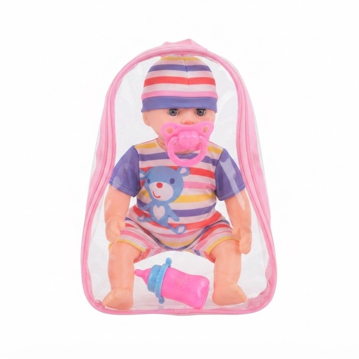 Muñeco Bebé Realista Juguete + Chupo, Tetero Y Morral