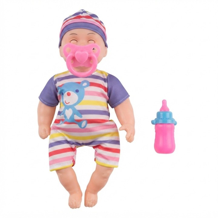 Muñeco Bebé Realista Juguete + Chupo, Tetero Y Morral