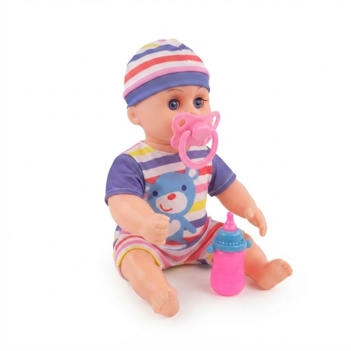 Muñeco Bebé Realista Juguete + Chupo, Tetero Y Morral