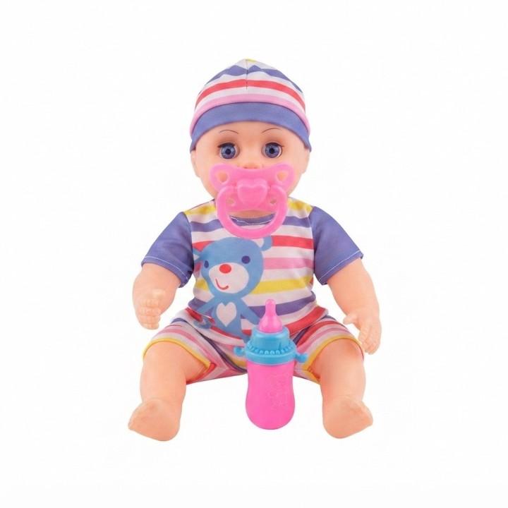 Muñeco Bebé Realista Juguete + Chupo, Tetero Y Morral