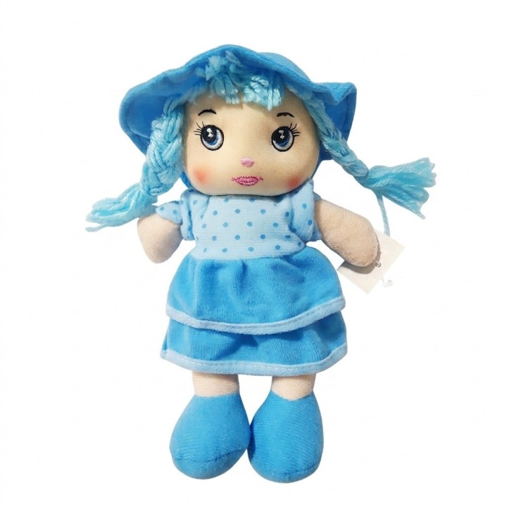 Tierna Muñeca De Trapo Peluche Niña Sombrero Trenzas