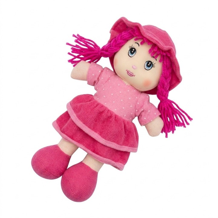 Tierna Muñeca De Trapo Peluche Niña Sombrero Trenzas
