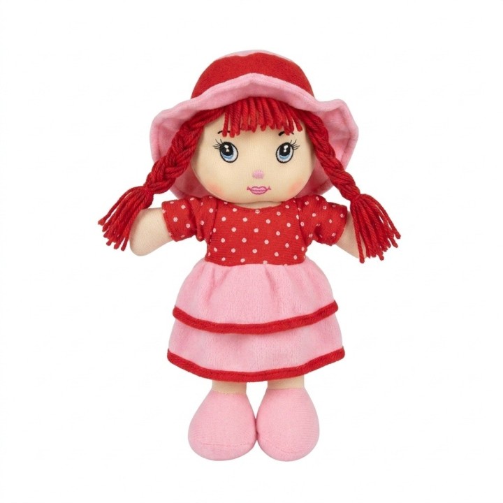 Tierna Muñeca De Trapo Peluche Niña Sombrero Trenzas