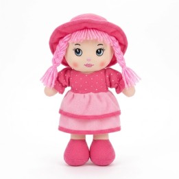 Tierna Muñeca De Trapo Peluche Niña Sombrero Trenzas