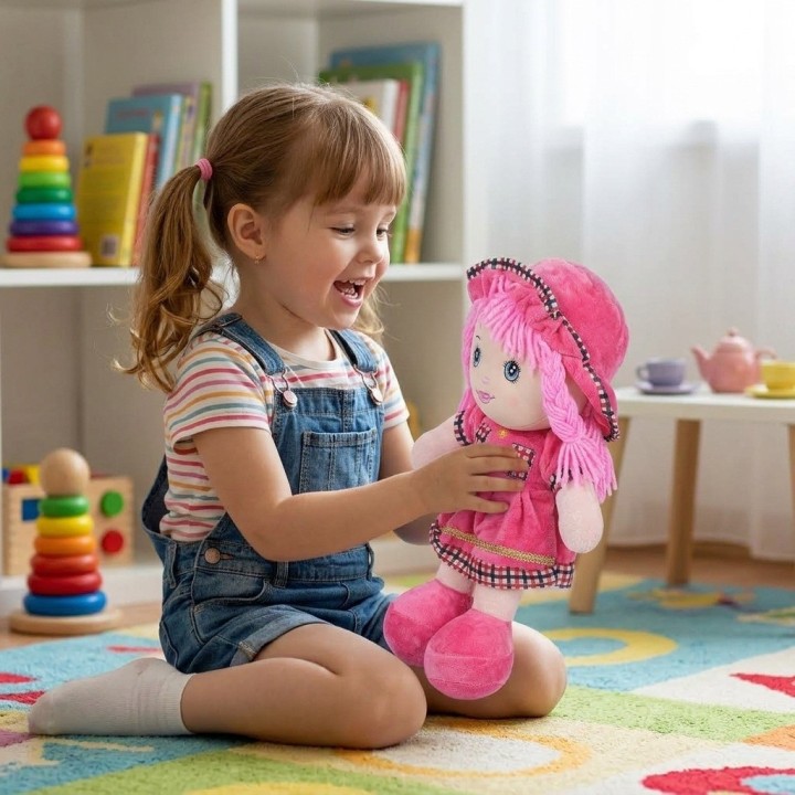 Tierna Muñeca Trapo Peluche Para Niñas Con Sombrero