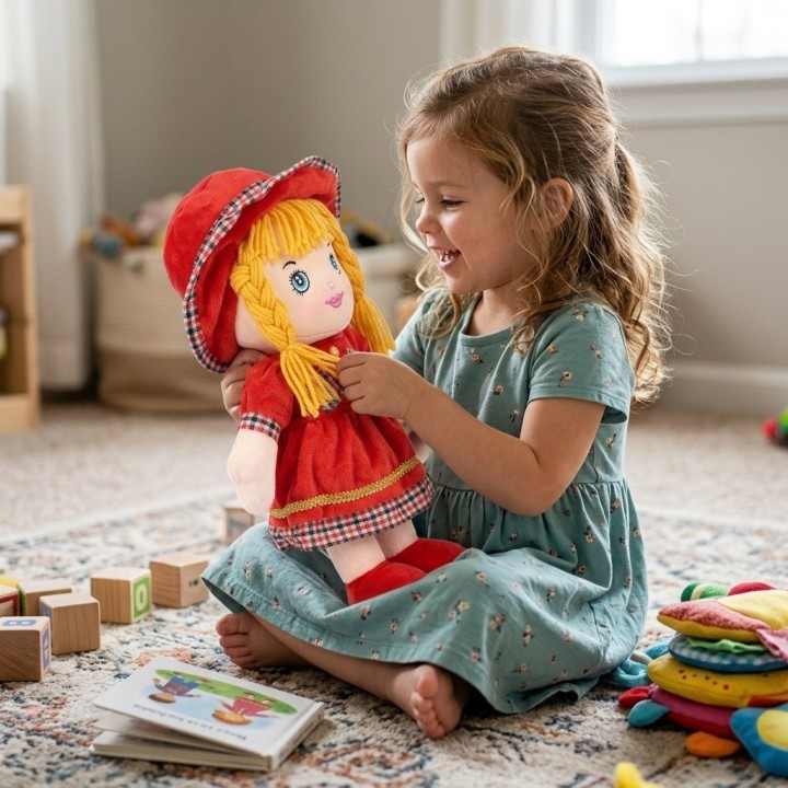 Tierna Muñeca Trapo Peluche Para Niñas Con Sombrero