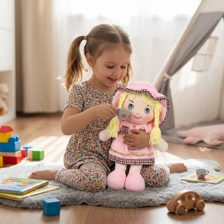 Tierna Muñeca Trapo Peluche Para Niñas Con Sombrero