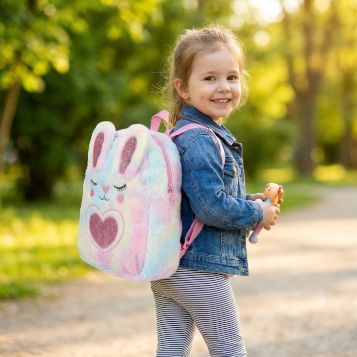 Morral Peluche Conejito Niña Detalles Brillantes