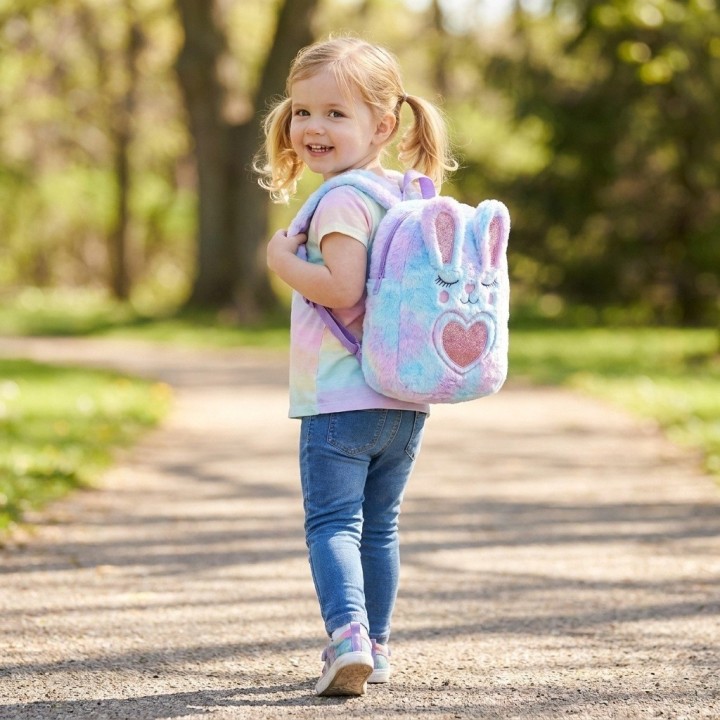 Morral Peluche Conejito Niña Detalles Brillantes