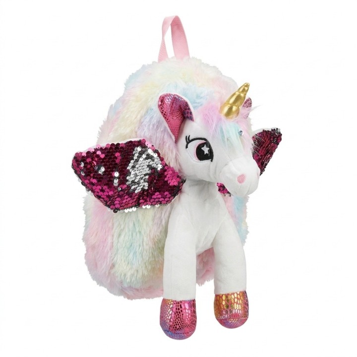 Morral Peluche Unicornio 3d Niña Alas Brillantes