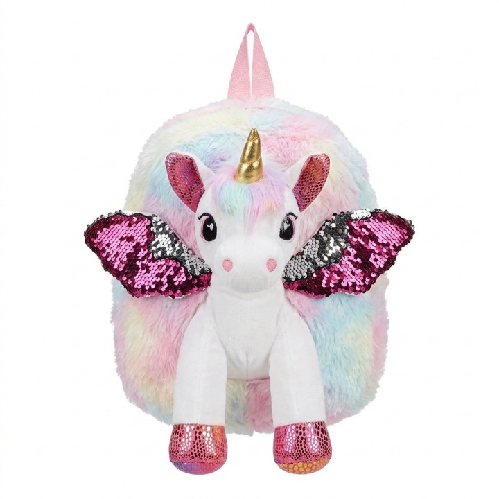 Morral Peluche Unicornio 3d Niña Alas Brillantes