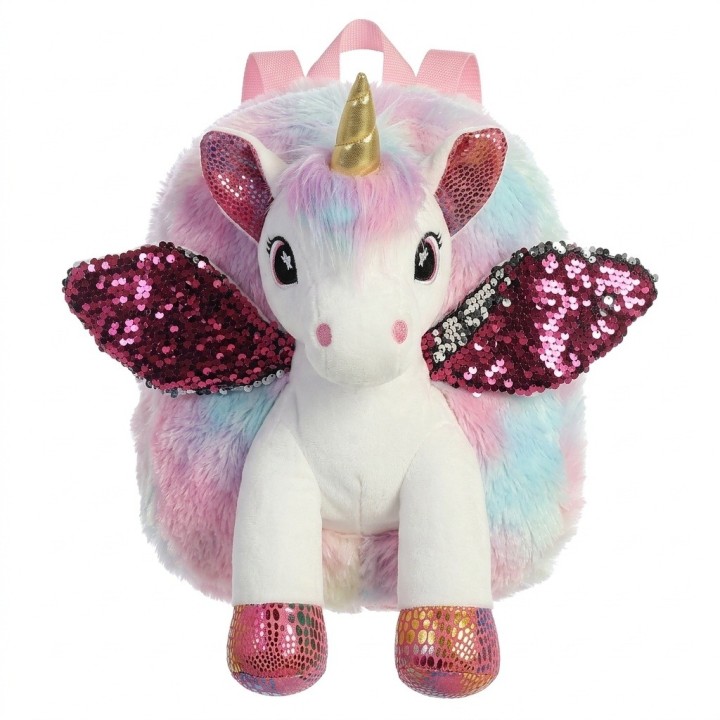 Morral Peluche Unicornio 3d Niña Alas Brillantes
