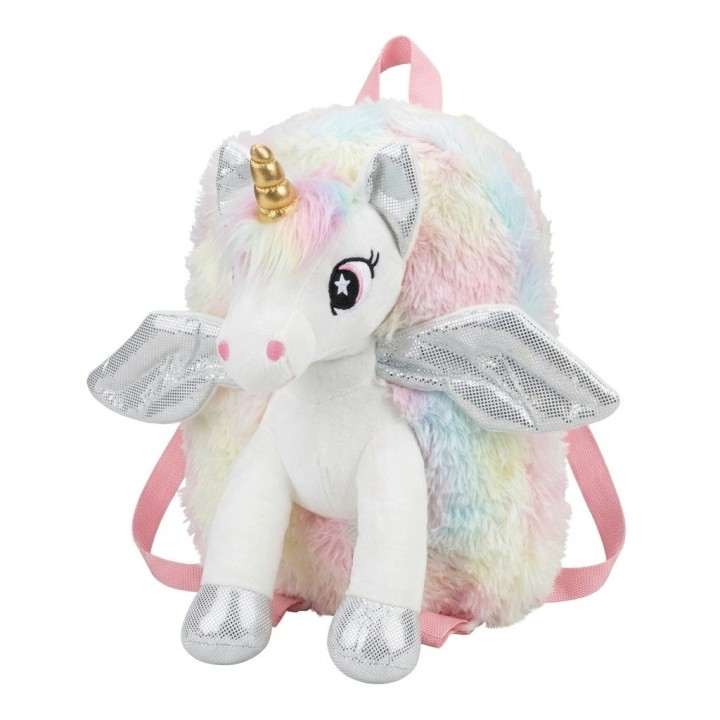 Morral Peluche Unicornio 3d Niña Alas Brillantes
