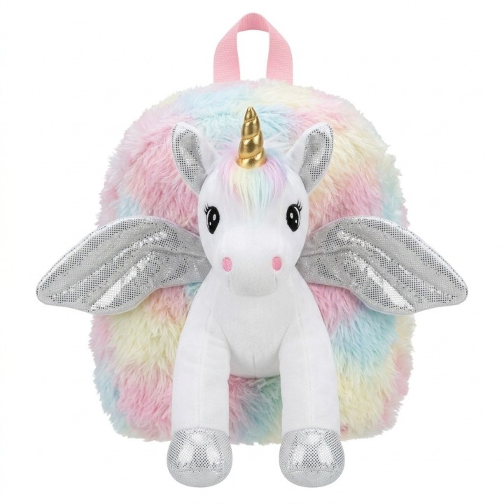 Morral Peluche Unicornio 3d Niña Alas Brillantes