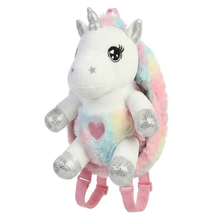 Morral Peluche Unicornio 3d Niña Detalles Plateados