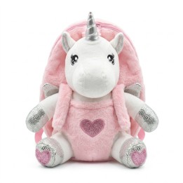 Morral Peluche Unicornio 3d Niña Detalles Plateados