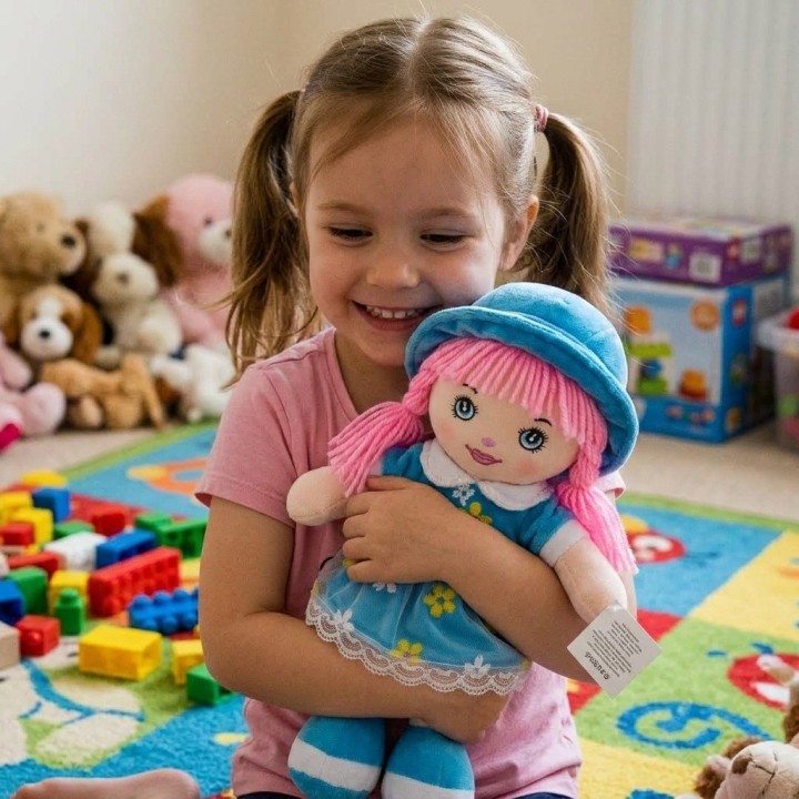 Muñeca De Trapo Peluche Para Niña Vestido Flores