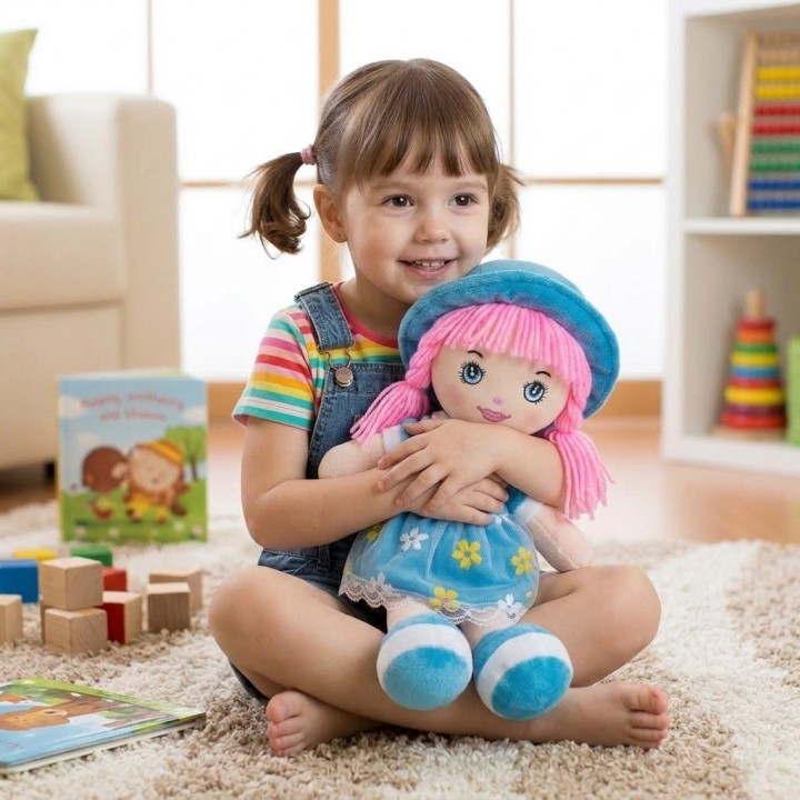 Muñeca De Trapo Peluche Para Niña Vestido Flores