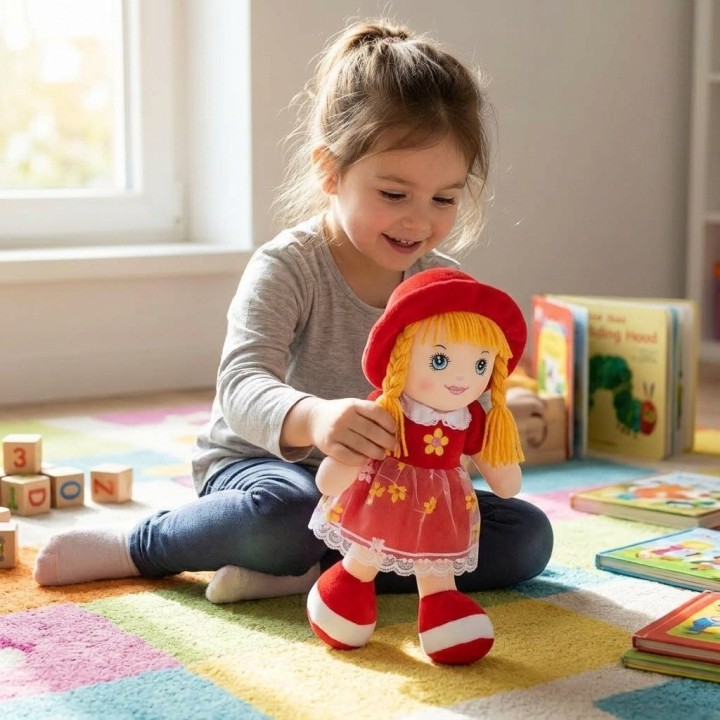 Muñeca De Trapo Peluche Para Niña Vestido Flores