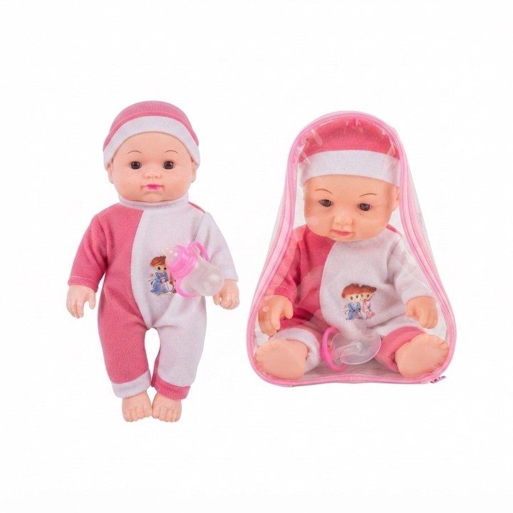 Hermoso Muñeco Bebé Con Morral Transparente Y Accesorios