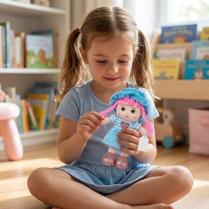 Mini Muñeca De Trapo Peluche Para Niña Sombrero Y Corazón