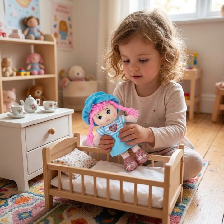Mini Muñeca De Trapo Peluche Para Niña Sombrero Y Corazón