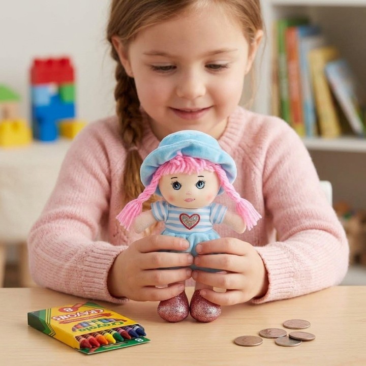 Mini Muñeca De Trapo Peluche Para Niña Sombrero Y Corazón