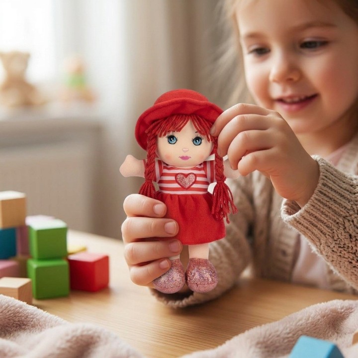 Mini Muñeca De Trapo Peluche Para Niña Sombrero Y Corazón