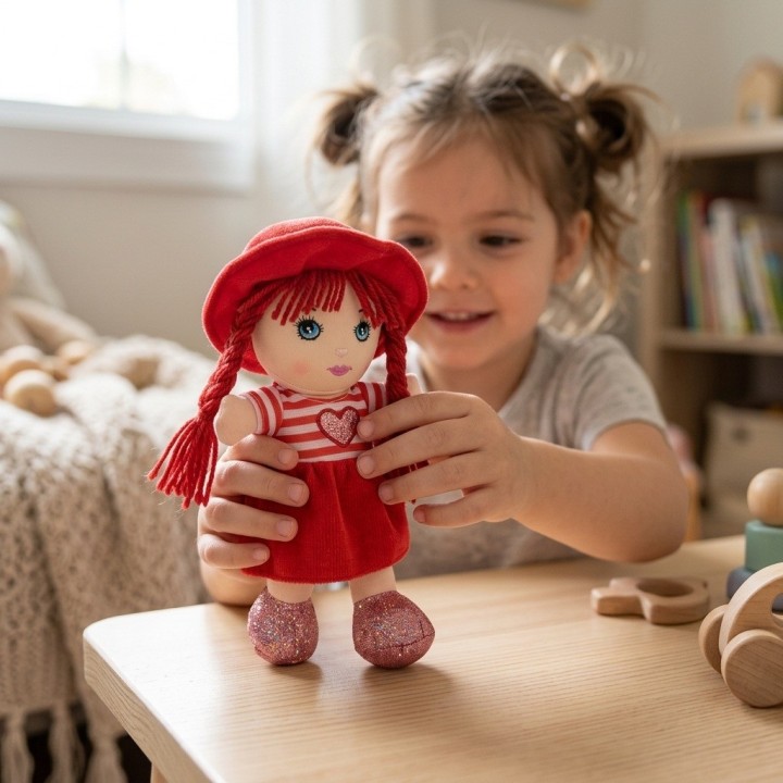 Mini Muñeca De Trapo Peluche Para Niña Sombrero Y Corazón