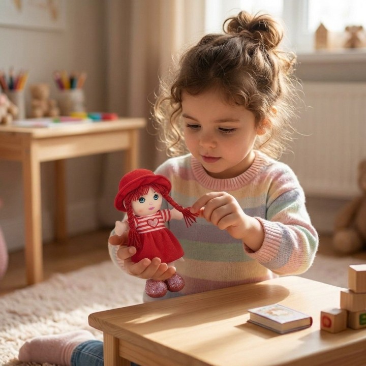 Mini Muñeca De Trapo Peluche Para Niña Sombrero Y Corazón
