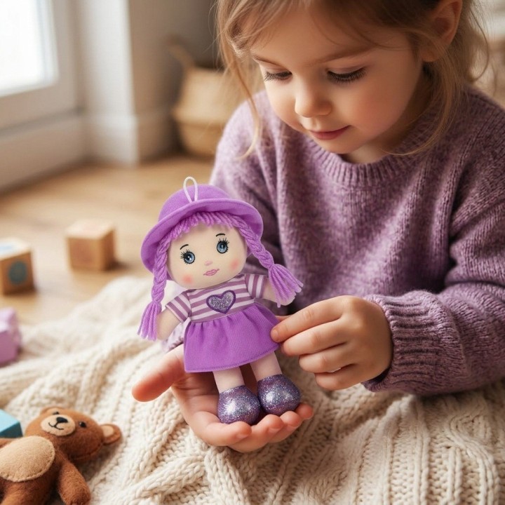Mini Muñeca De Trapo Peluche Para Niña Sombrero Y Corazón