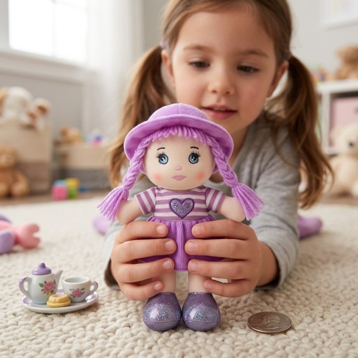 Mini Muñeca De Trapo Peluche Para Niña Sombrero Y Corazón
