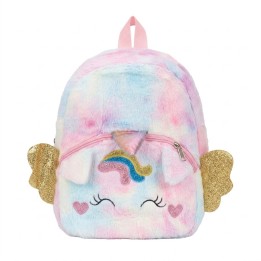 Mochila Peluche Unicornio Niña Con Alas Doradas