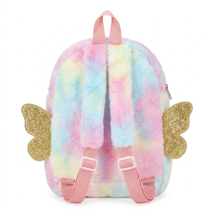 Mochila Peluche Unicornio Niña Con Alas Doradas