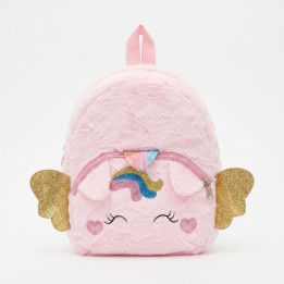 Mochila Peluche Unicornio Niña Con Alas Doradas