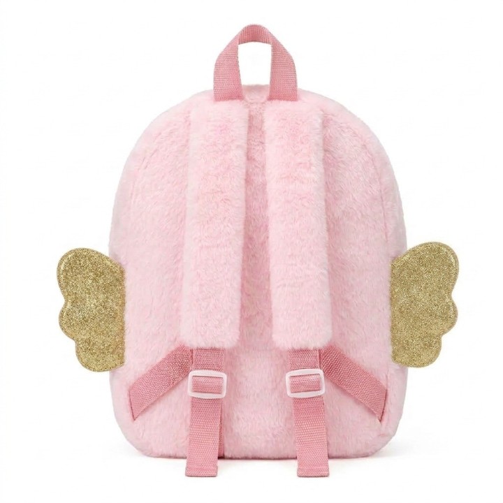 Mochila Peluche Unicornio Niña Con Alas Doradas