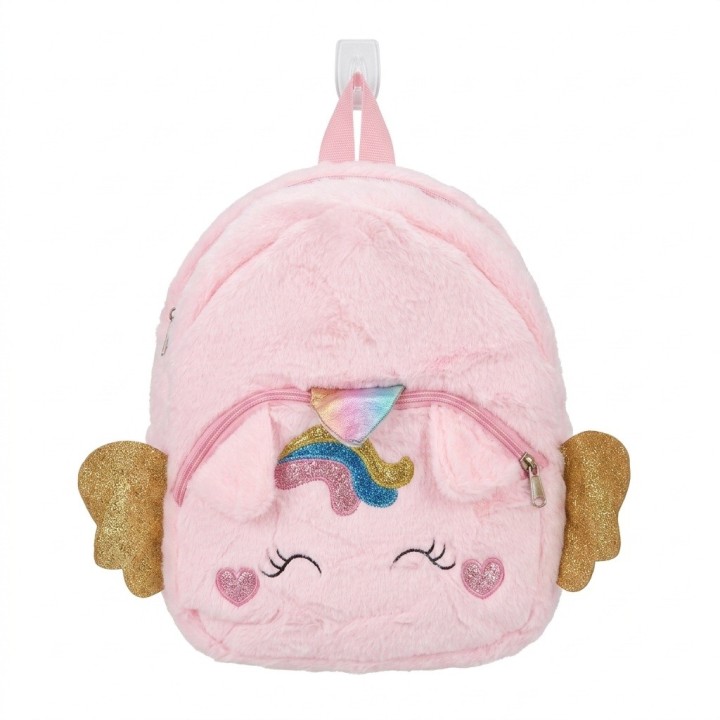 Mochila Peluche Unicornio Niña Con Alas Doradas