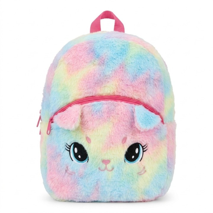 Morral Mochila Peluche Gatito Arcoíris Niña