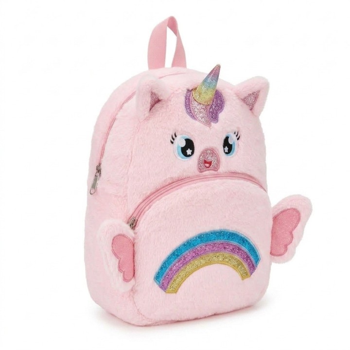 Morral Mochila Peluche Unicornio Niña Alas 3d