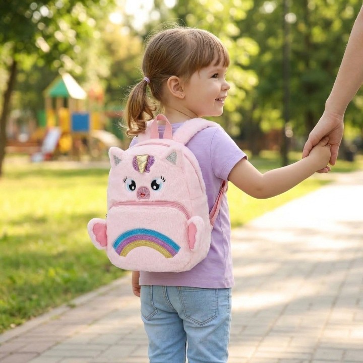 Morral Mochila Peluche Unicornio Niña Alas 3d